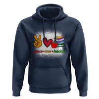 Teacher Hoodie Peace Love Teach Cute Apple Book Pencil - Wonder Print Shop