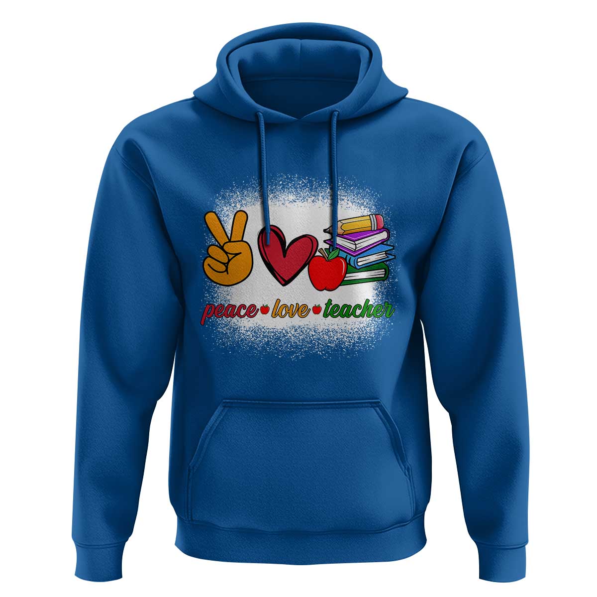 Teacher Hoodie Peace Love Teach Cute Apple Book Pencil - Wonder Print Shop