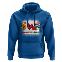 Teacher Hoodie Peace Love Teach Cute Apple Book Pencil - Wonder Print Shop