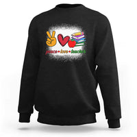 Teacher Sweatshirt Peace Love Teach Cute Apple Book Pencil - Wonder Print Shop
