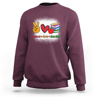 Teacher Sweatshirt Peace Love Teach Cute Apple Book Pencil - Wonder Print Shop
