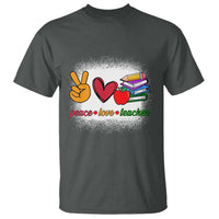 Teacher T Shirt Peace Love Teach Cute Apple Book Pencil - Wonder Print Shop