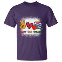 Teacher T Shirt Peace Love Teach Cute Apple Book Pencil - Wonder Print Shop