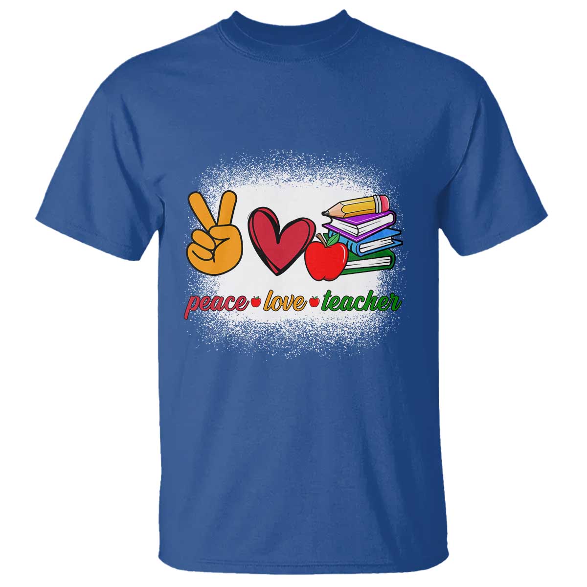 Teacher T Shirt Peace Love Teach Cute Apple Book Pencil - Wonder Print Shop