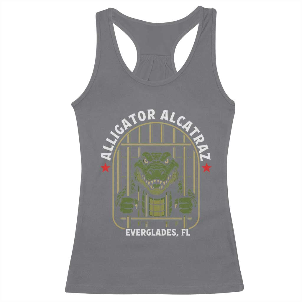 Funny Aligator Alcatraz Everglades Racerback Tank Top Alligator Prison Alligatraz Meme - Wonder Print Shop