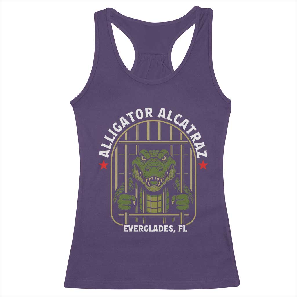 Funny Aligator Alcatraz Everglades Racerback Tank Top Alligator Prison Alligatraz Meme - Wonder Print Shop