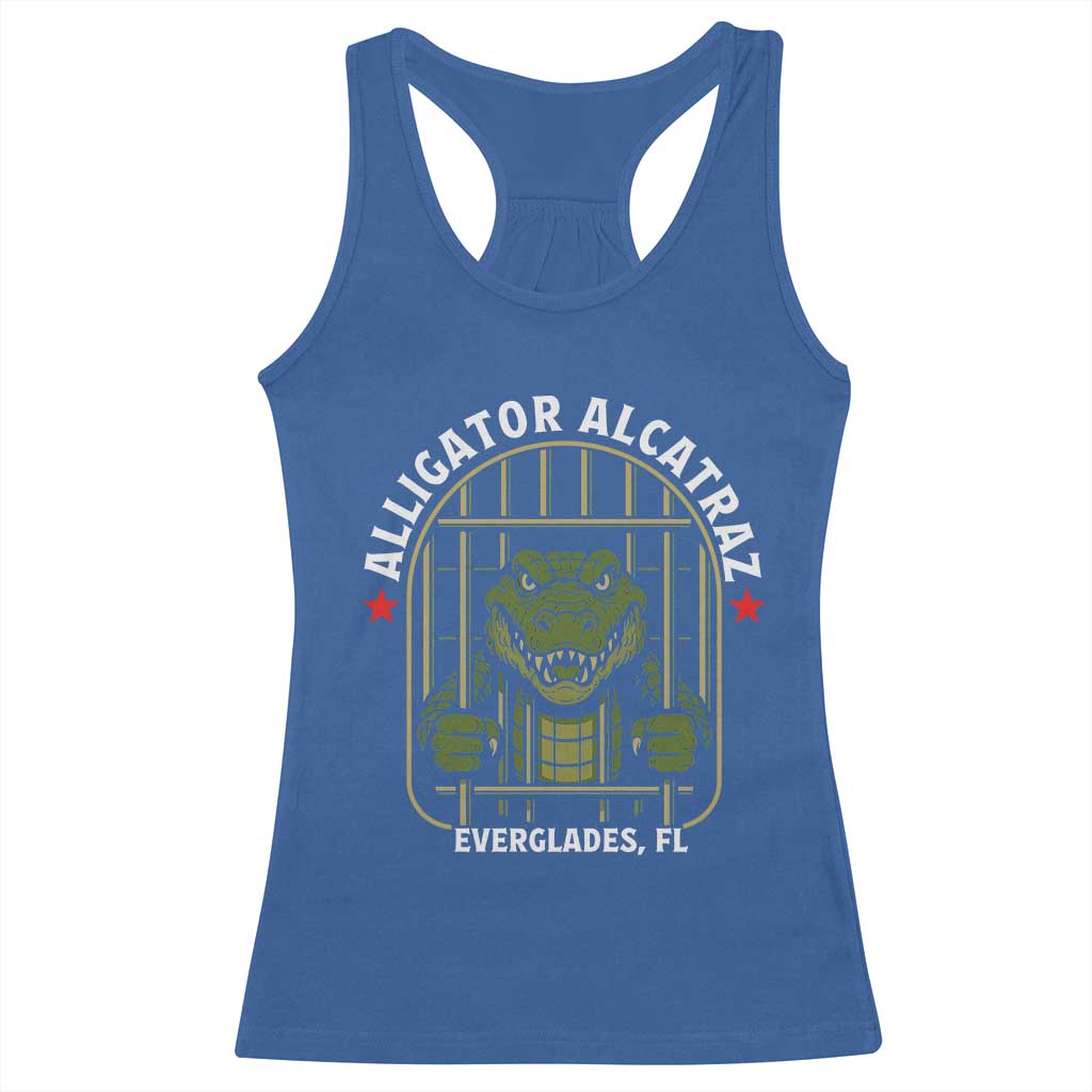 Funny Aligator Alcatraz Everglades Racerback Tank Top Alligator Prison Alligatraz Meme - Wonder Print Shop