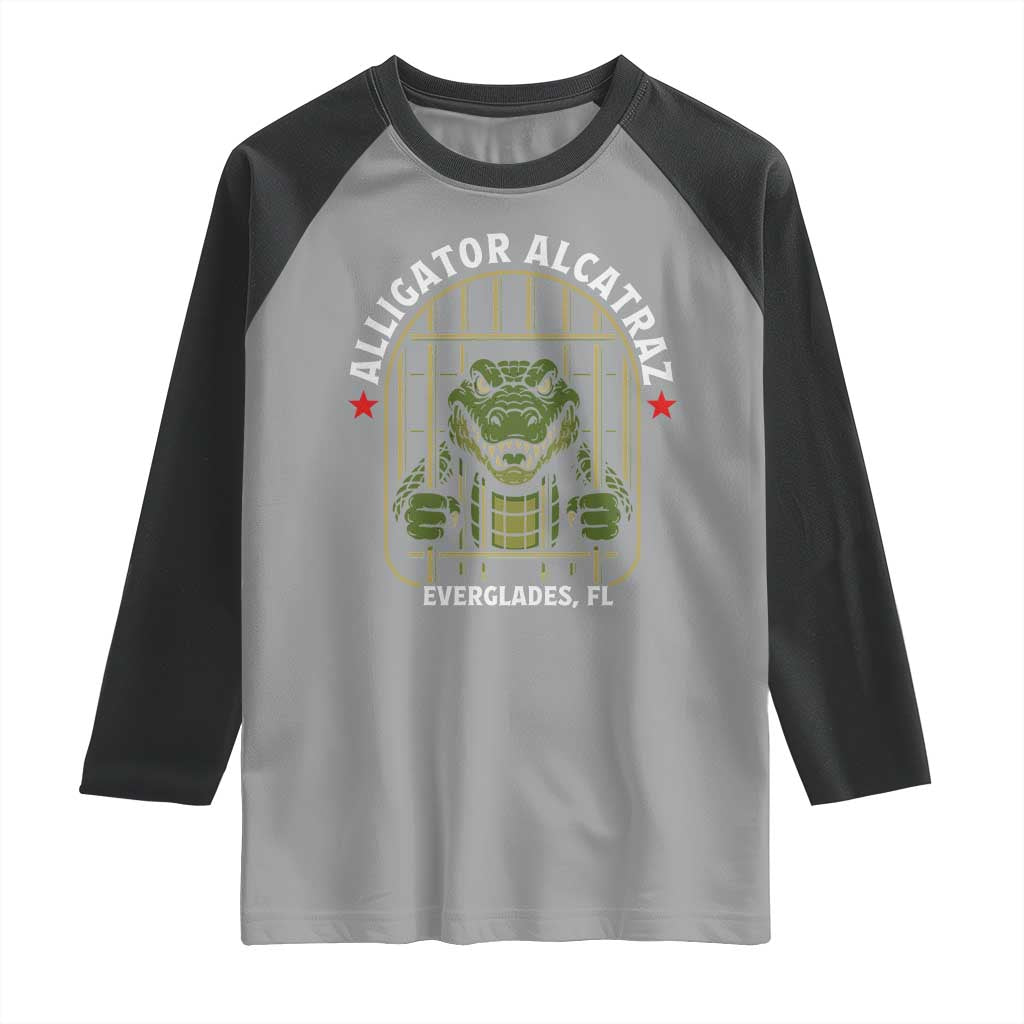 Funny Aligator Alcatraz Everglades Raglan Shirt Alligator Prison Alligatraz Meme - Wonder Print Shop