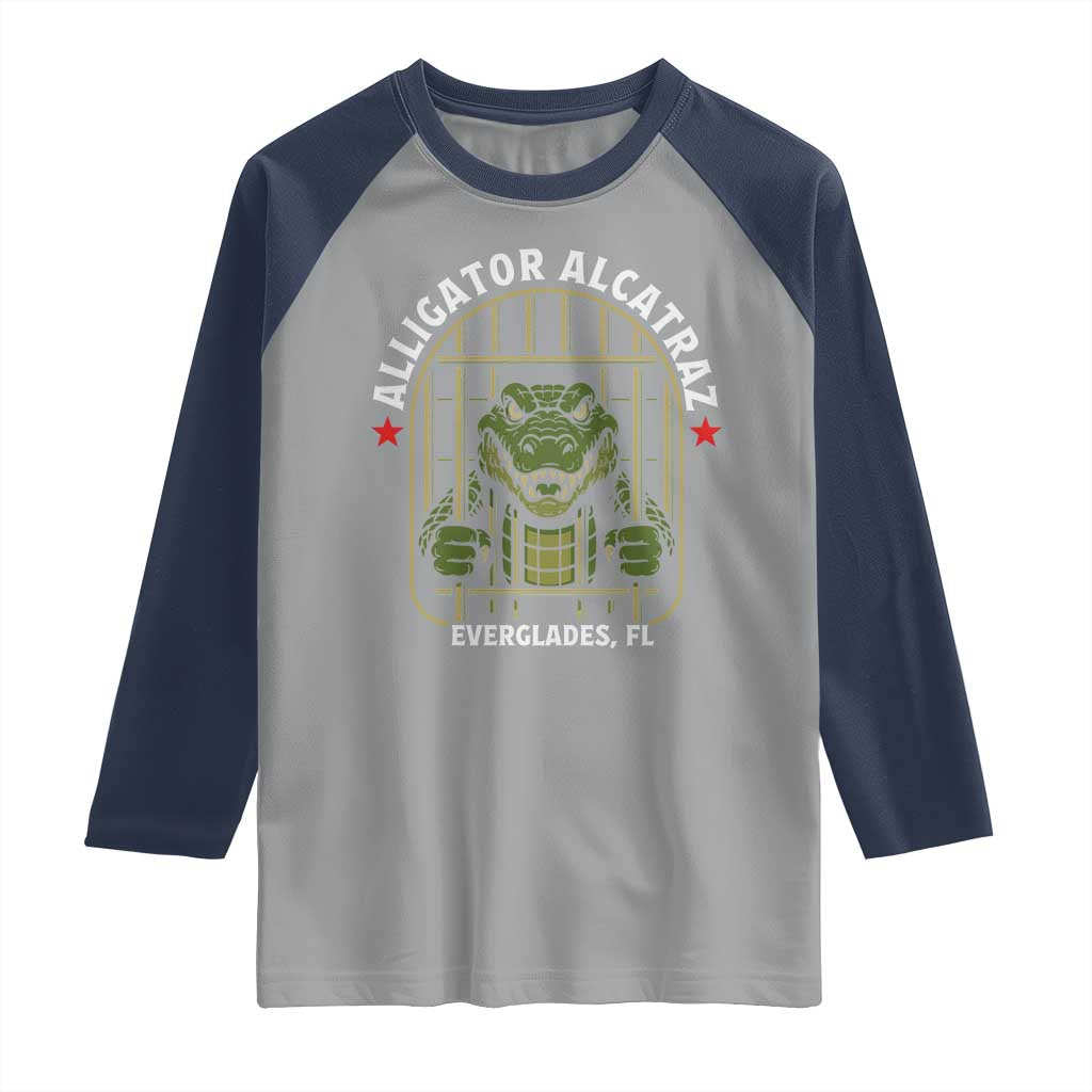 Funny Aligator Alcatraz Everglades Raglan Shirt Alligator Prison Alligatraz Meme - Wonder Print Shop