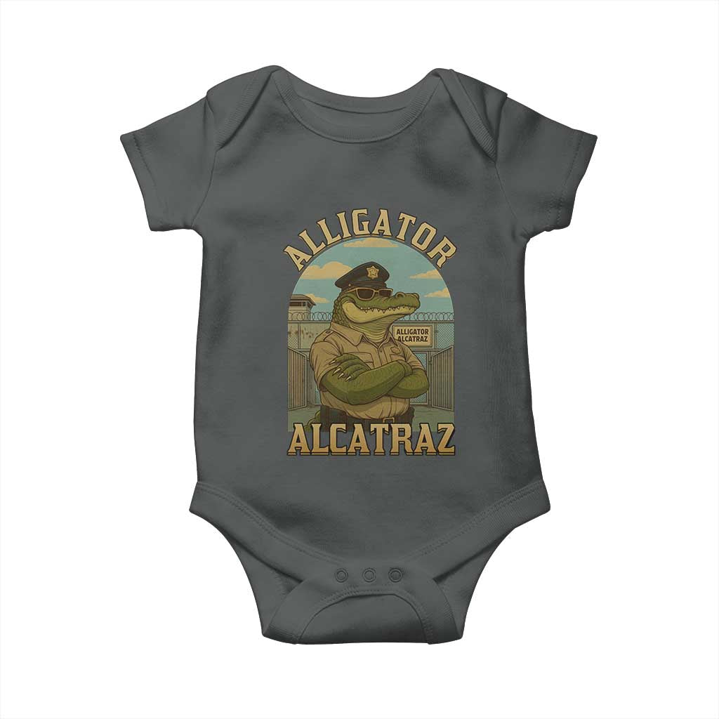 Funny Aligator Alcatraz Everglades Baby Onesie Police Alligator Alligatraz Meme - Wonder Print Shop