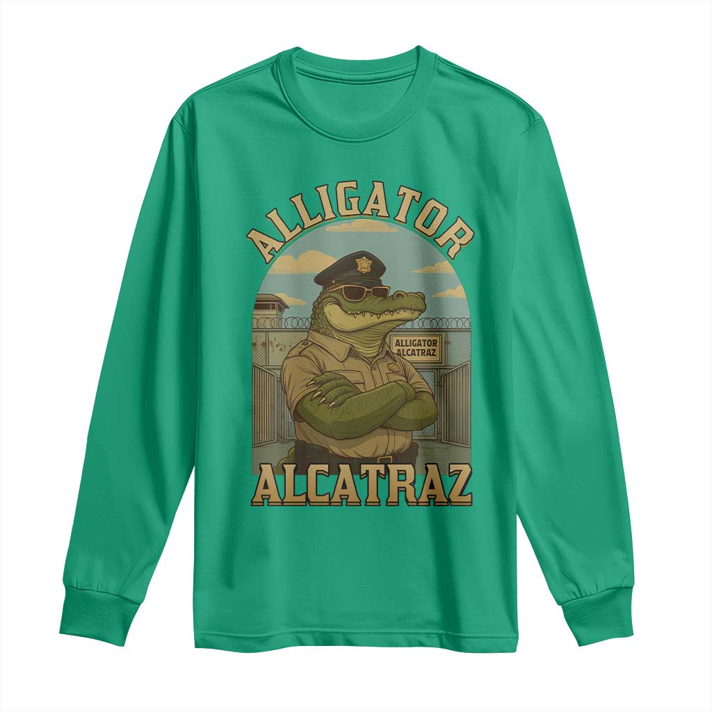 Funny Aligator Alcatraz Everglades Long Sleeve Shirt Police Alligator Alligatraz Meme - Wonder Print Shop
