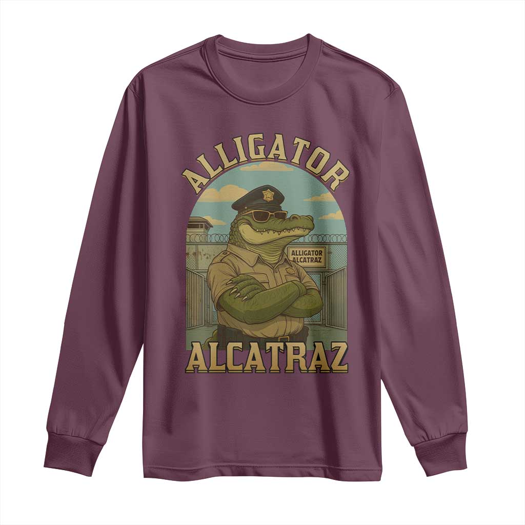Funny Aligator Alcatraz Everglades Long Sleeve Shirt Police Alligator Alligatraz Meme - Wonder Print Shop