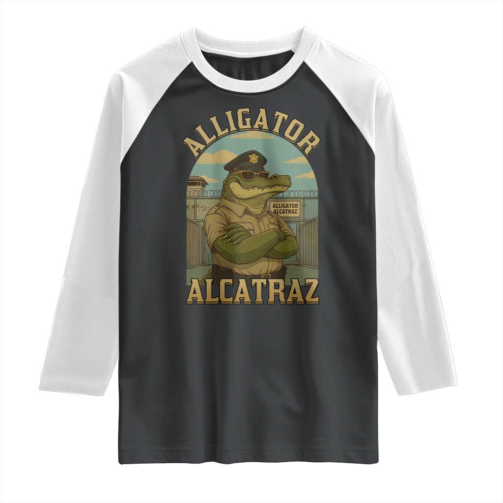 Funny Aligator Alcatraz Everglades Raglan Shirt Police Alligator Alligatraz Meme - Wonder Print Shop