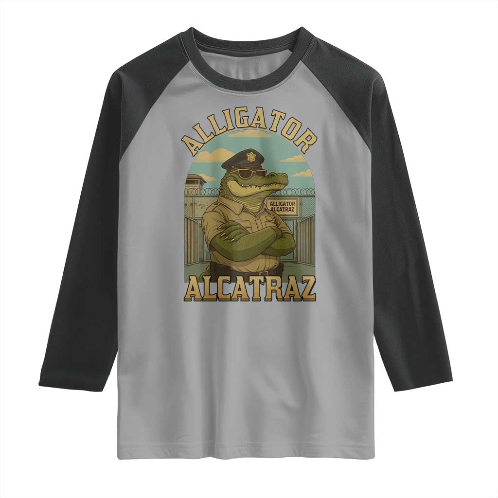 Funny Aligator Alcatraz Everglades Raglan Shirt Police Alligator Alligatraz Meme - Wonder Print Shop