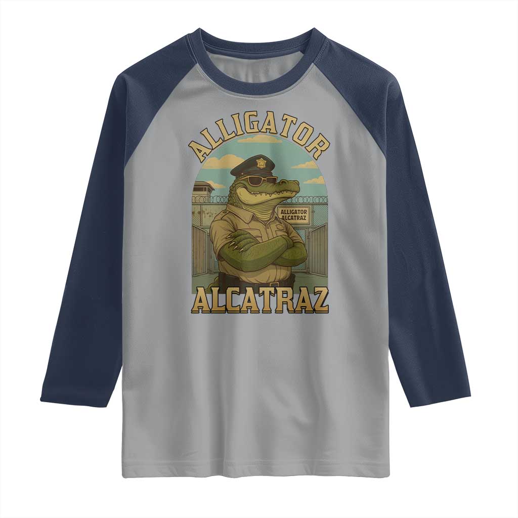 Funny Aligator Alcatraz Everglades Raglan Shirt Police Alligator Alligatraz Meme - Wonder Print Shop