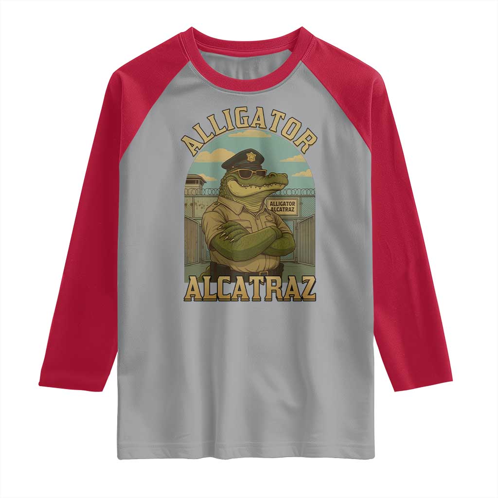 Funny Aligator Alcatraz Everglades Raglan Shirt Police Alligator Alligatraz Meme - Wonder Print Shop