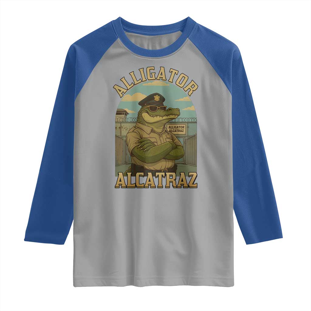 Funny Aligator Alcatraz Everglades Raglan Shirt Police Alligator Alligatraz Meme - Wonder Print Shop