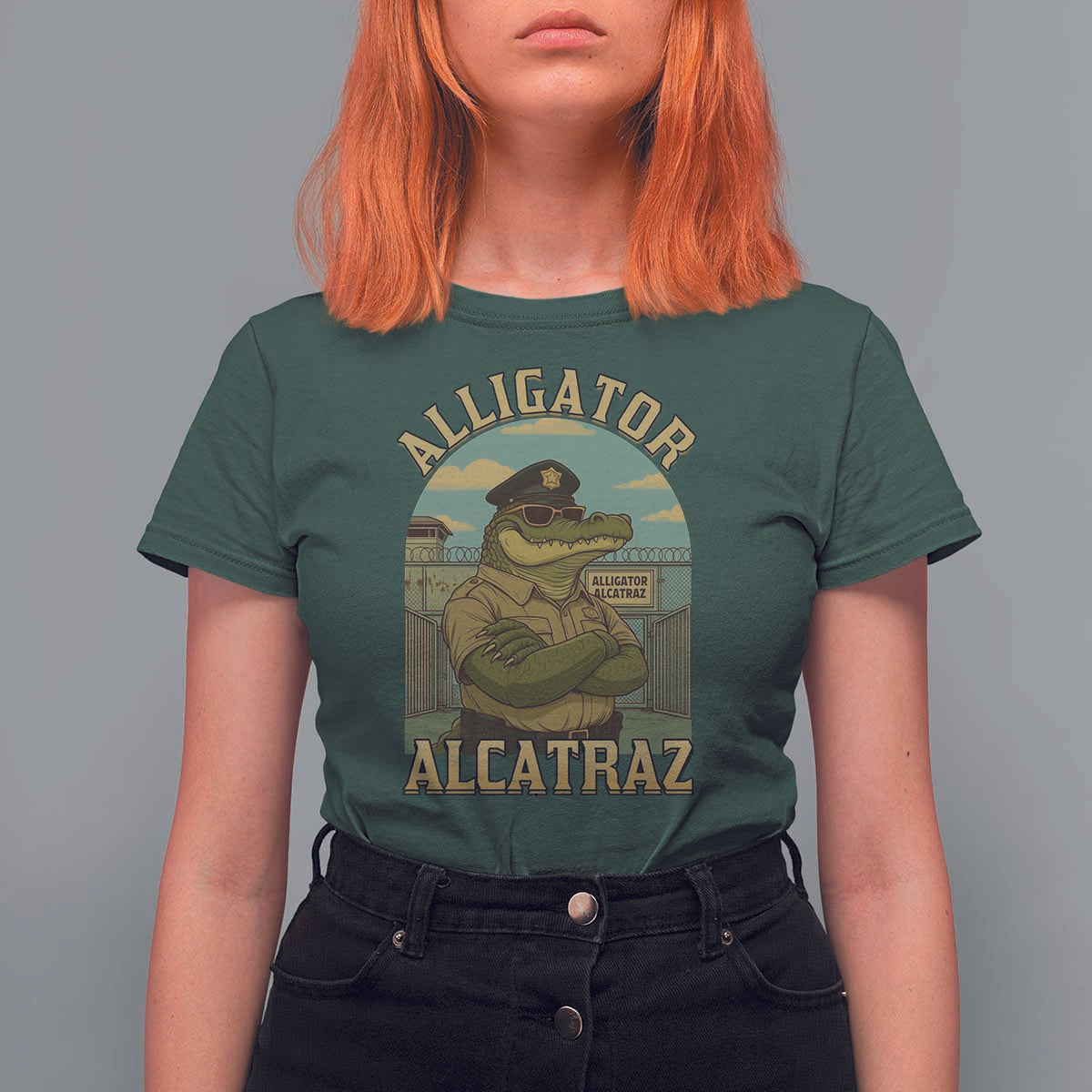 Funny Aligator Alcatraz Everglades T Shirt For Women Police Alligator Alligatraz Meme - Wonder Print Shop