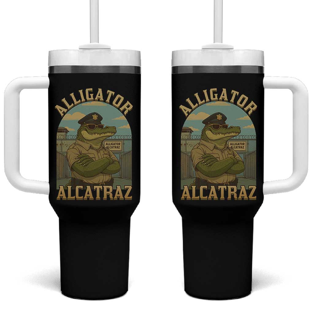 Funny Aligator Alcatraz Everglades Tumbler With Handle Police Alligator Alligatraz Meme - Wonder Print Shop