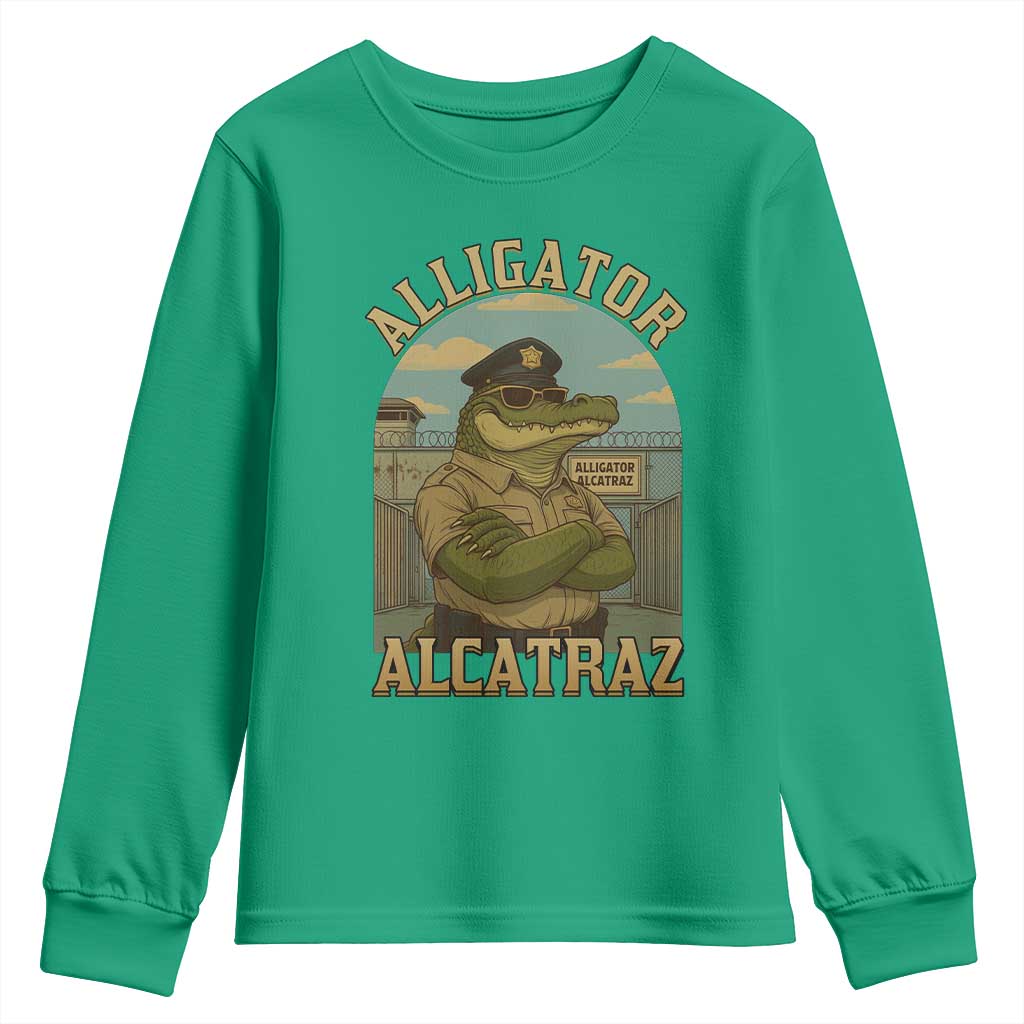 Funny Aligator Alcatraz Everglades Youth Sweatshirt Police Alligator Alligatraz Meme - Wonder Print Shop