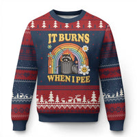 Funny It Burns When I Pee Ugly Christmas Sweater Sarcastic Burning Racoon Meme - Wonder Print Shop