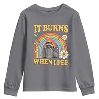 Funny It Burns When I Pee Youth Sweatshirt Sarcastic Burning Racoon Meme - Wonder Print Shop
