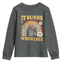 Funny It Burns When I Pee Youth Sweatshirt Sarcastic Burning Racoon Meme - Wonder Print Shop