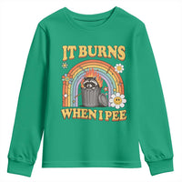 Funny It Burns When I Pee Youth Sweatshirt Sarcastic Burning Racoon Meme - Wonder Print Shop