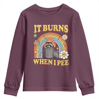 Funny It Burns When I Pee Youth Sweatshirt Sarcastic Burning Racoon Meme - Wonder Print Shop
