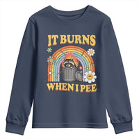 Funny It Burns When I Pee Youth Sweatshirt Sarcastic Burning Racoon Meme - Wonder Print Shop