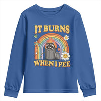 Funny It Burns When I Pee Youth Sweatshirt Sarcastic Burning Racoon Meme - Wonder Print Shop