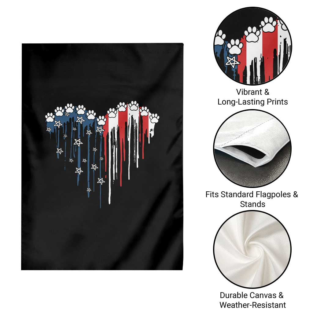 Patriotic Dog And Cat Paw American Flag Heart 4th Of July Garden Flag - Wonder Print Shop