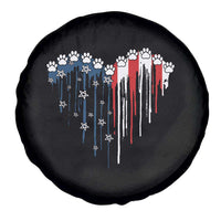 Patriotic Dog And Cat Paw American Flag Heart 4th Of July Spare Tire Cover - Wonder Print Shop