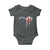 Patriotic Dog And Cat Paw American Flag Heart 4th Of July Baby Onesie - Wonder Print Shop
