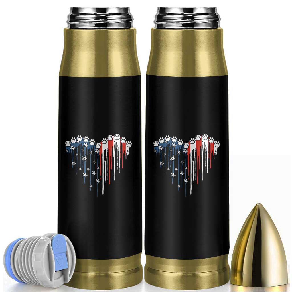 Patriotic Dog And Cat Paw American Flag Heart 4th Of July Bullet Tumbler - Wonder Print Shop