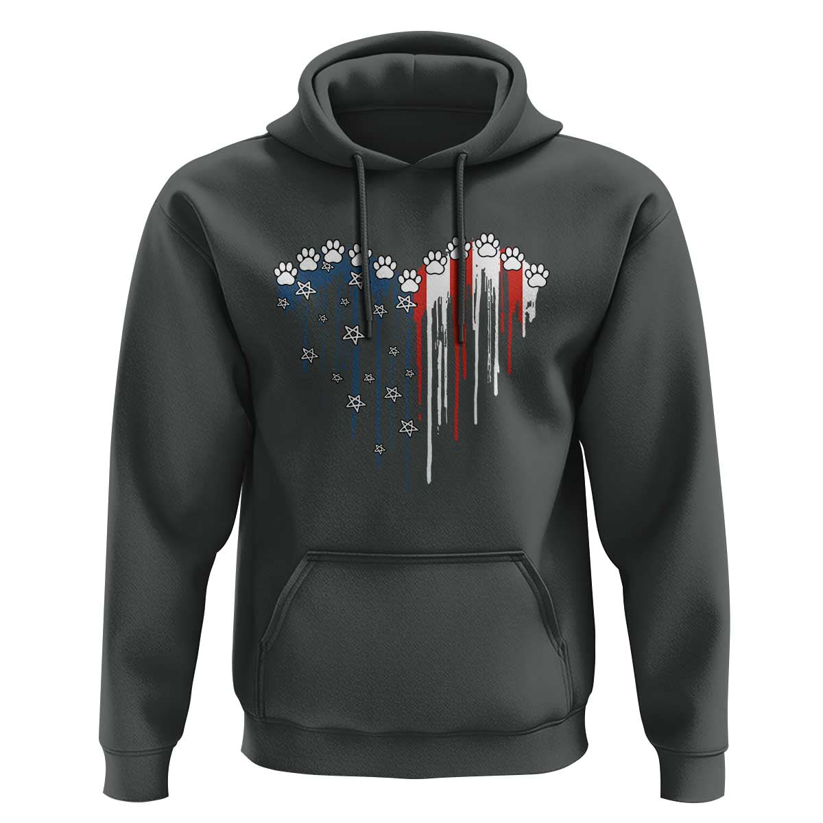 Patriotic Dog And Cat Paw American Flag Heart 4th Of July Hoodie - Wonder Print Shop