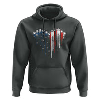 Patriotic Dog And Cat Paw American Flag Heart 4th Of July Hoodie - Wonder Print Shop