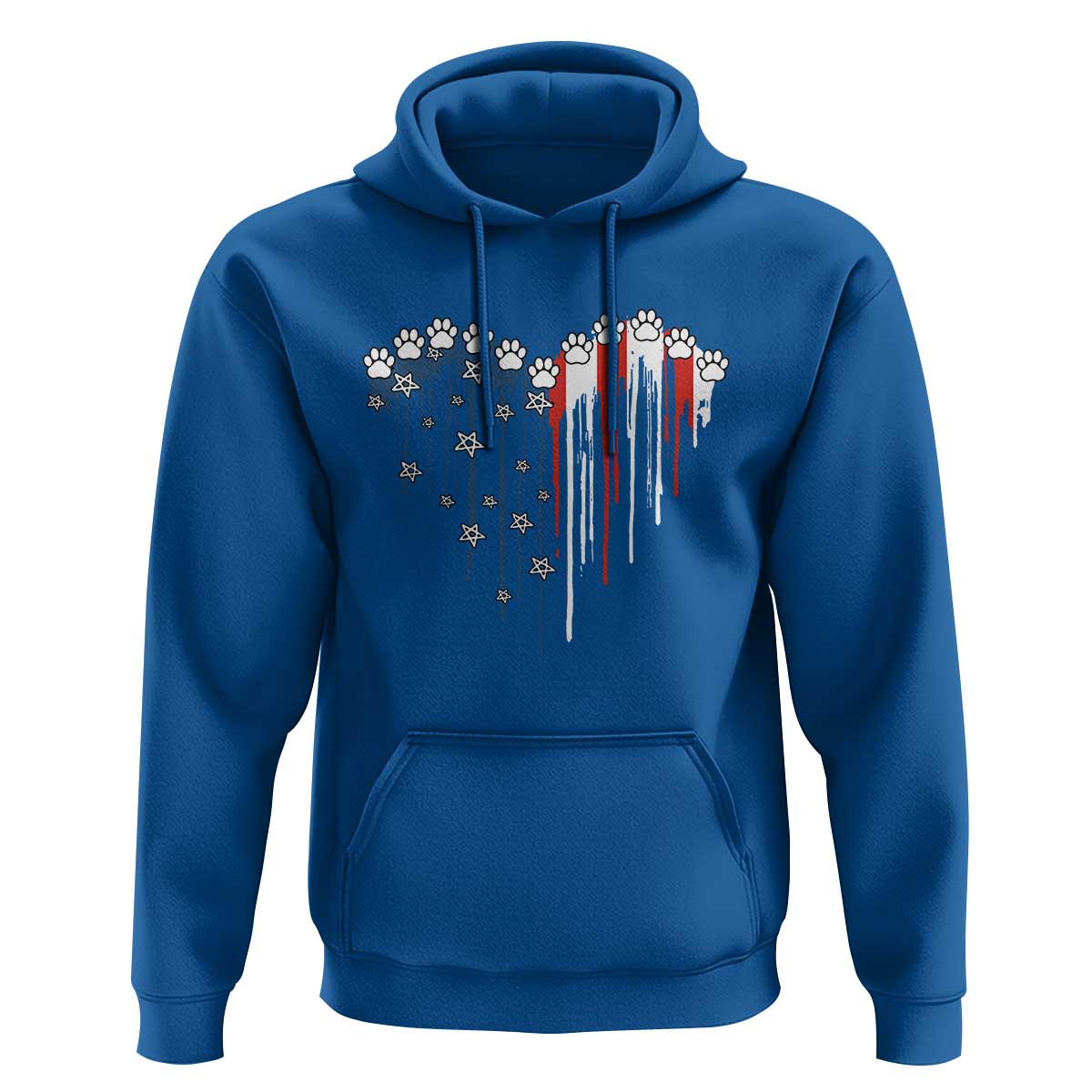 Patriotic Dog And Cat Paw American Flag Heart 4th Of July Hoodie - Wonder Print Shop
