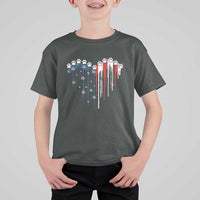 Patriotic Dog And Cat Paw American Flag Heart 4th Of July T Shirt For Kid - Wonder Print Shop