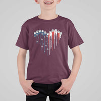 Patriotic Dog And Cat Paw American Flag Heart 4th Of July T Shirt For Kid - Wonder Print Shop