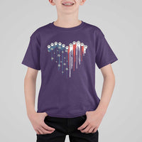 Patriotic Dog And Cat Paw American Flag Heart 4th Of July T Shirt For Kid - Wonder Print Shop