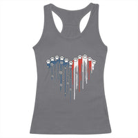 Patriotic Dog And Cat Paw American Flag Heart 4th Of July Racerback Tank Top - Wonder Print Shop