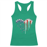 Patriotic Dog And Cat Paw American Flag Heart 4th Of July Racerback Tank Top - Wonder Print Shop