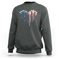 Patriotic Dog And Cat Paw American Flag Heart 4th Of July Sweatshirt - Wonder Print Shop