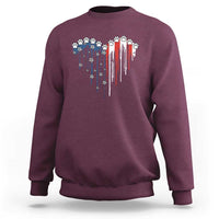 Patriotic Dog And Cat Paw American Flag Heart 4th Of July Sweatshirt - Wonder Print Shop