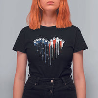 Patriotic Dog And Cat Paw American Flag Heart 4th Of July T Shirt For Women - Wonder Print Shop