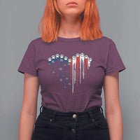 Patriotic Dog And Cat Paw American Flag Heart 4th Of July T Shirt For Women - Wonder Print Shop