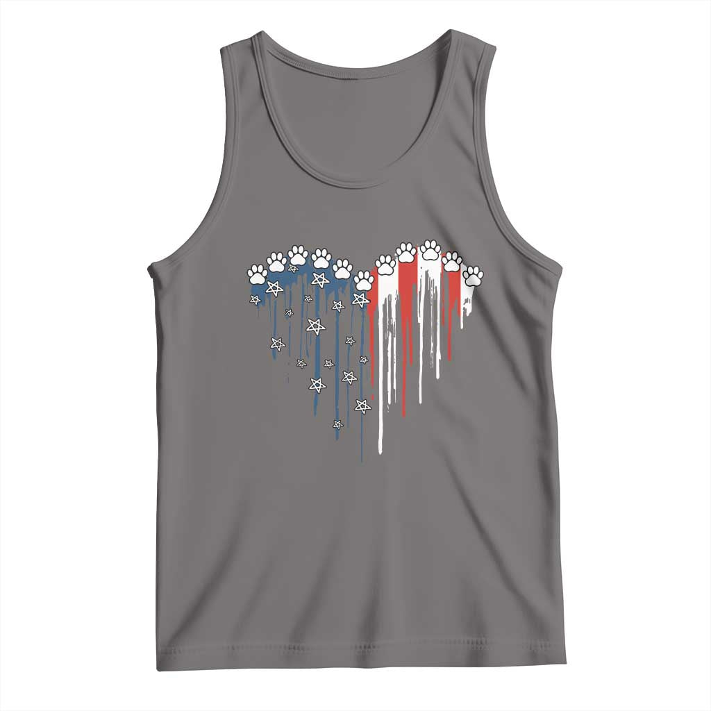Patriotic Dog And Cat Paw American Flag Heart 4th Of July Tank Top - Wonder Print Shop