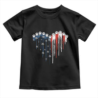Patriotic Dog And Cat Paw American Flag Heart 4th Of July Toddler T Shirt - Wonder Print Shop