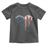 Patriotic Dog And Cat Paw American Flag Heart 4th Of July Toddler T Shirt - Wonder Print Shop